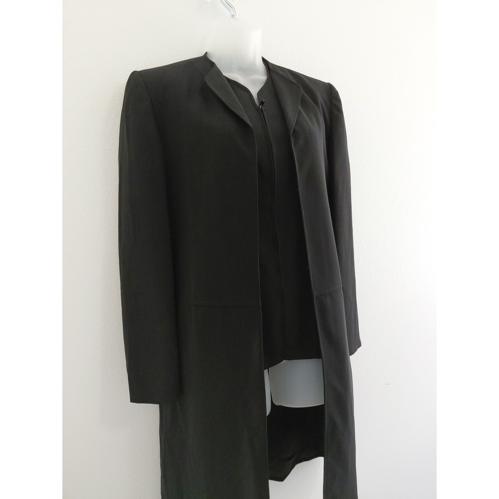Halston Set Vest Long Jacket Womens 8 Vintage Black Lagonlook Minimalist Career - Picture 2 of 16